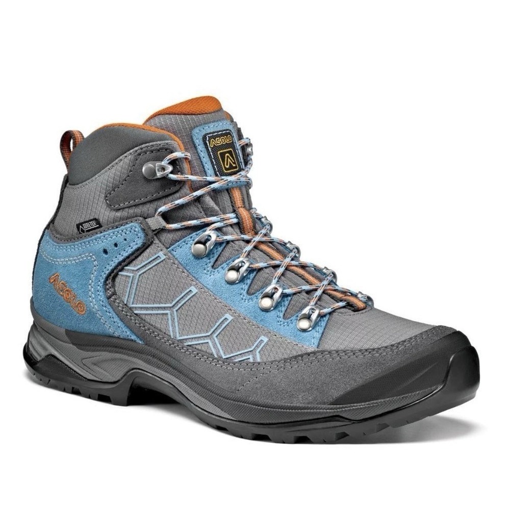 Asolo Women's Falcon GV Hiking Boots Sz 9.5 Gore-Tex Gray Stone Vibram Trail EUC
